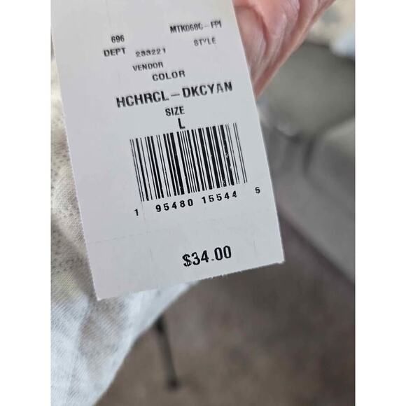 ⚡ Moa Moa Colorblock Collared Long Sleeve Top | Dark Charcoal & Teal | Large NWT - Picture 7 of 7